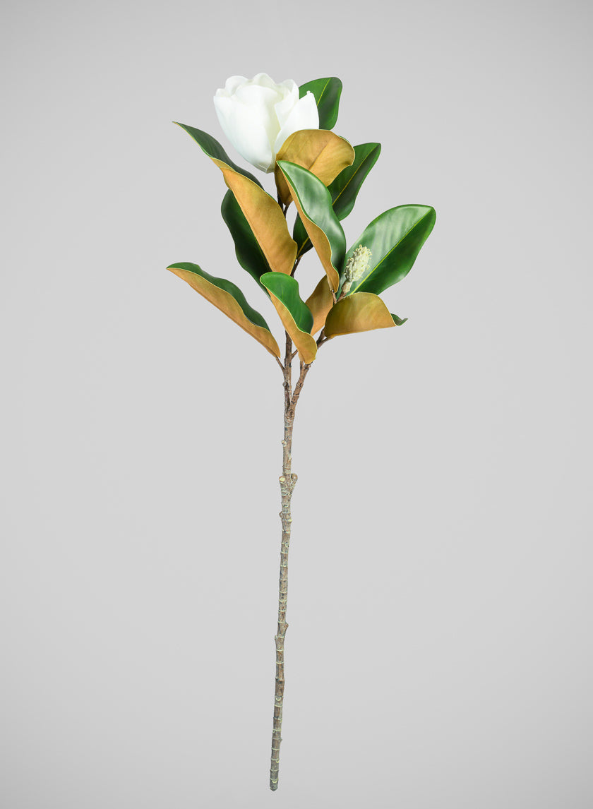 34in Long Real Touch Real Look Blooming Magnolia Stem