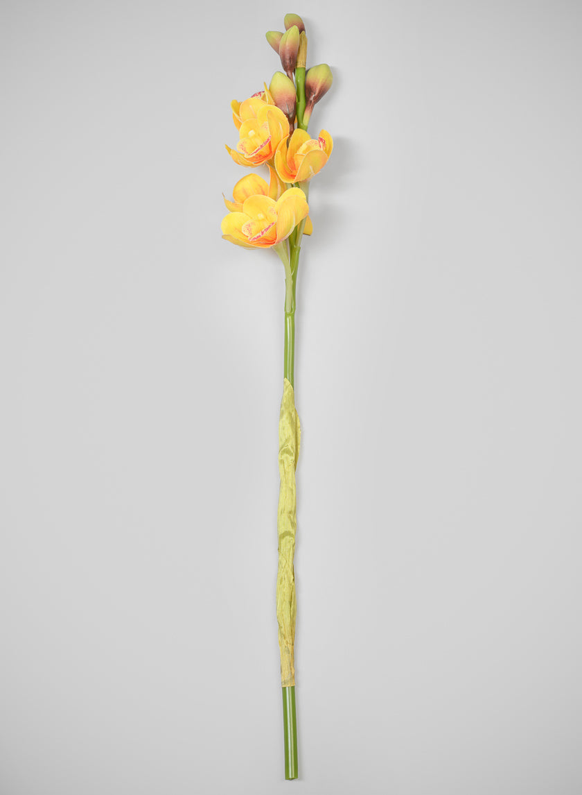 23in Long Real Touch Real Look Cymbidium Orchid Stem, Burnt Yellow, Case of 12