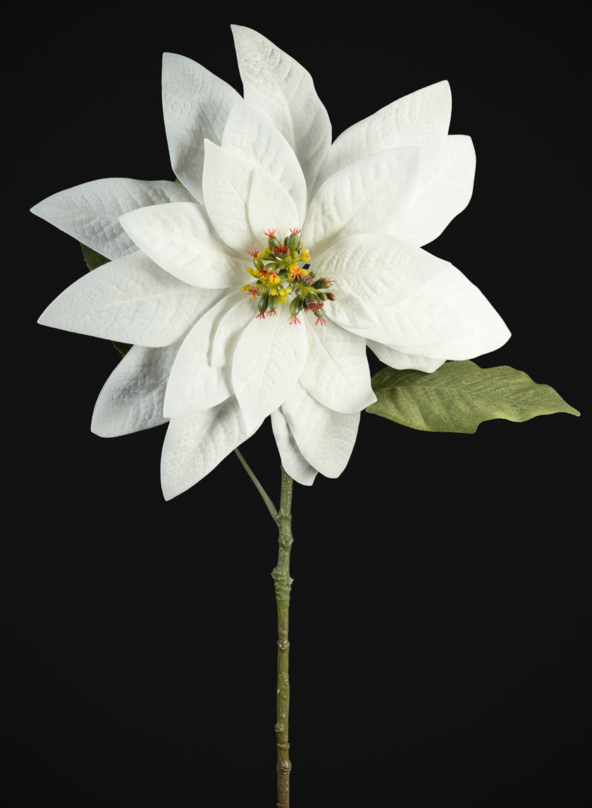 29in Long Real Touch Real Look White Poinsettia Stem, Case of 12