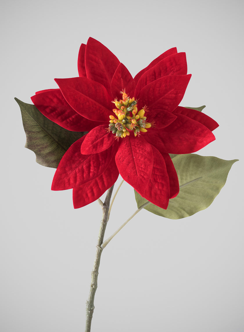24in Long Real Touch Real Look Red Poinsettia Stem