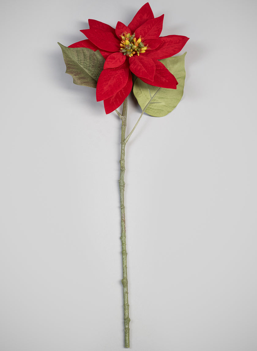 24in Long Real Touch Real Look Red Poinsettia Stem