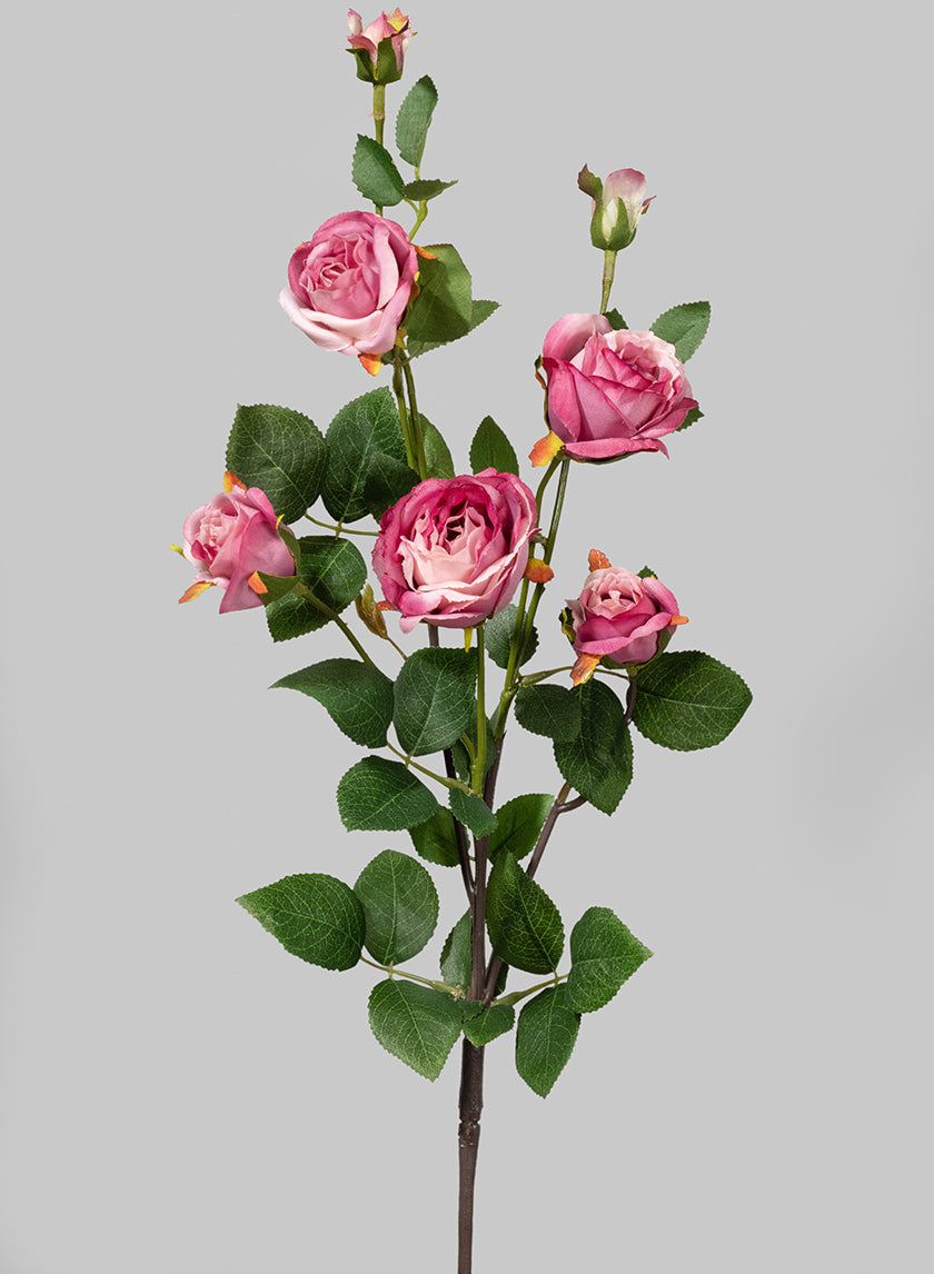 28in Long Pink Pearl Cabbage Rose Spray