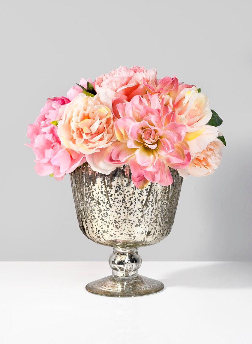 11in Long Peony, Dahlia, & Rose Bouquet