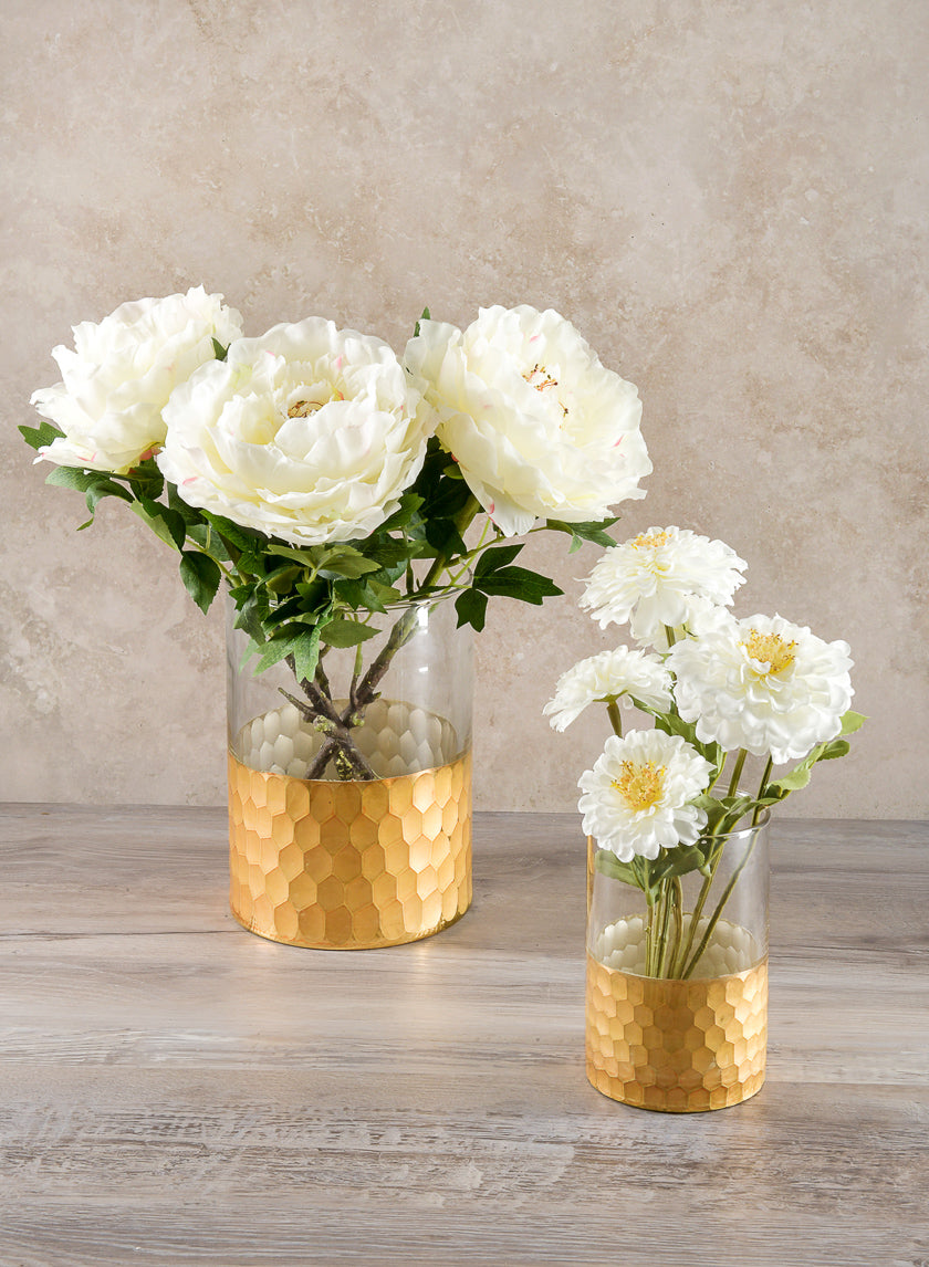 26in Long White Peony Stem