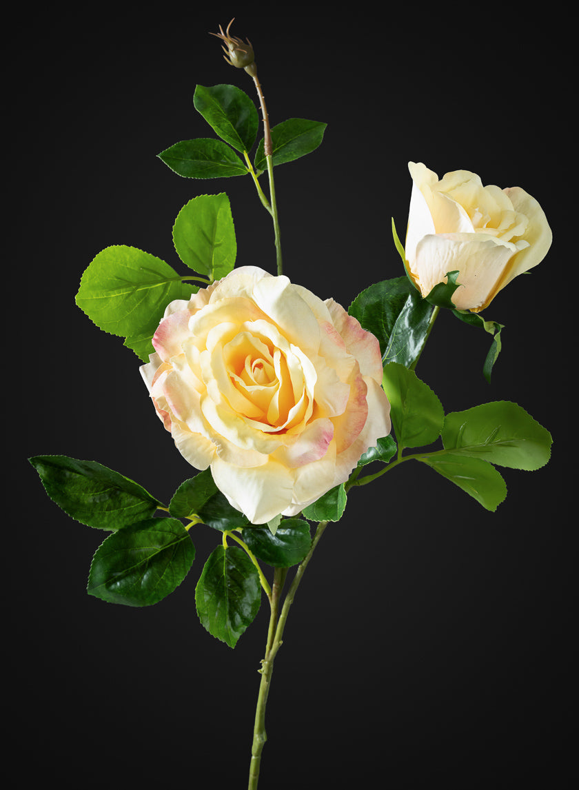 32in Long Yellow Real Touch Garden Rose Spray, Case of 12