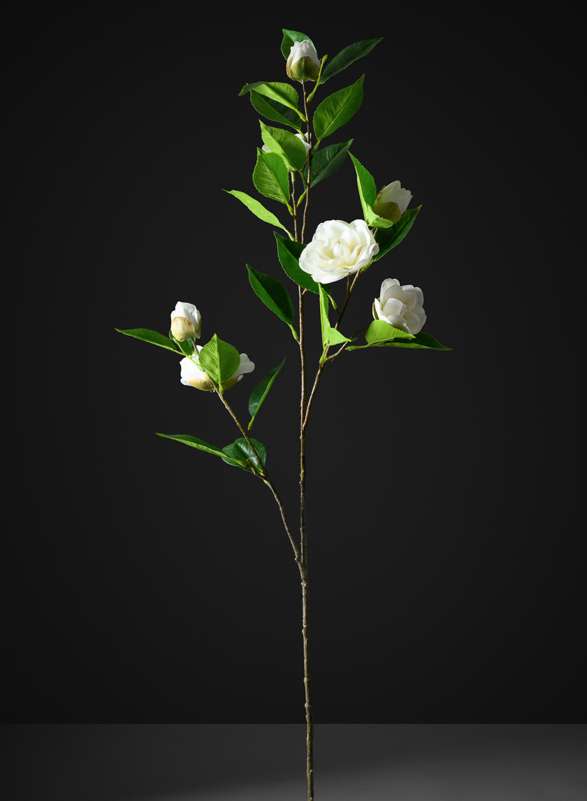 34in Long White Camellia Spray, Case of 12