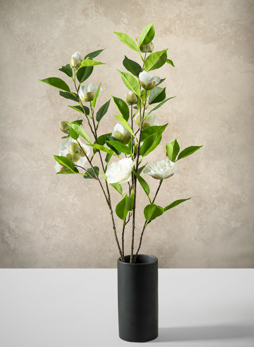 34in Long White Camellia Spray, Case of 12