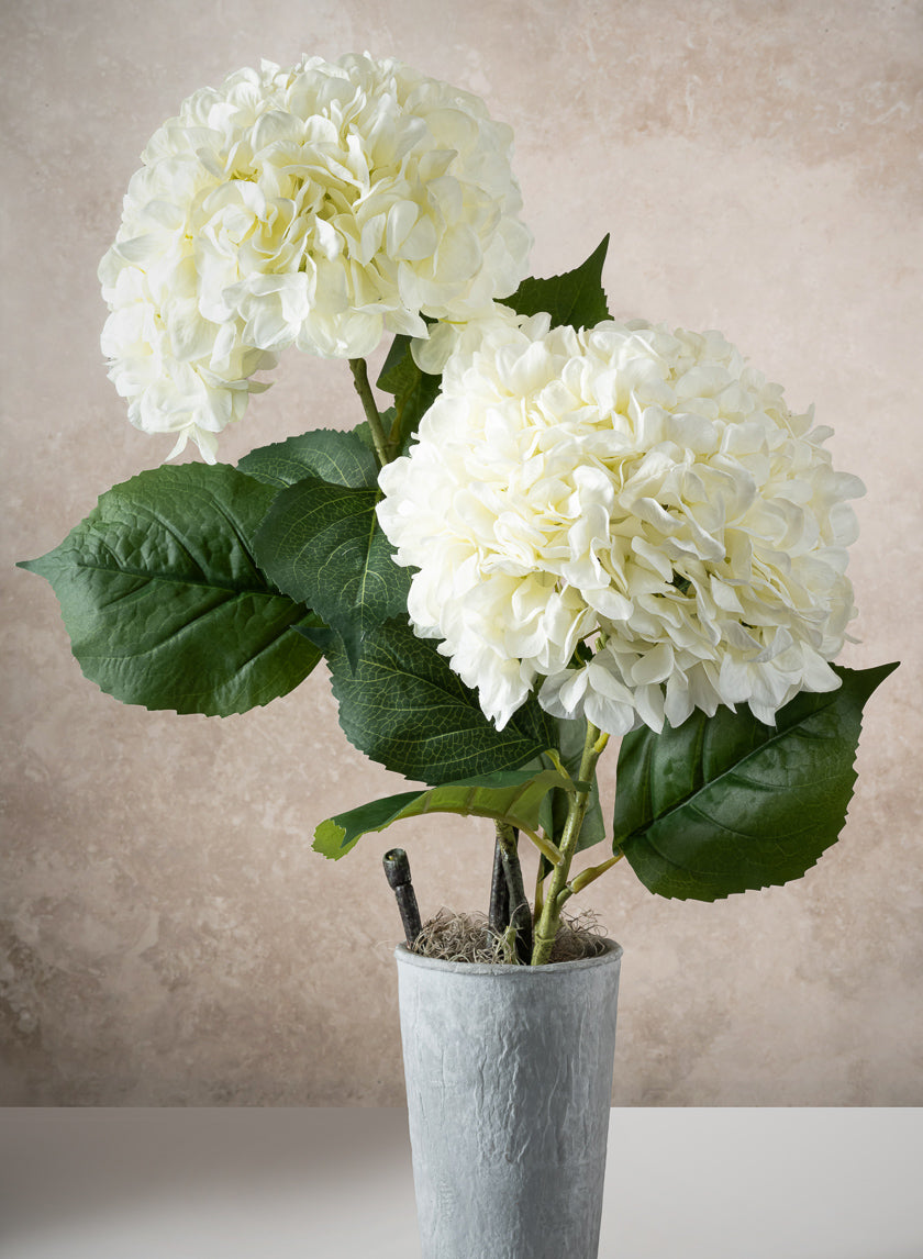 42in Long White Real Touch Mophead Giant Hydrangea Stem, Case of 6
