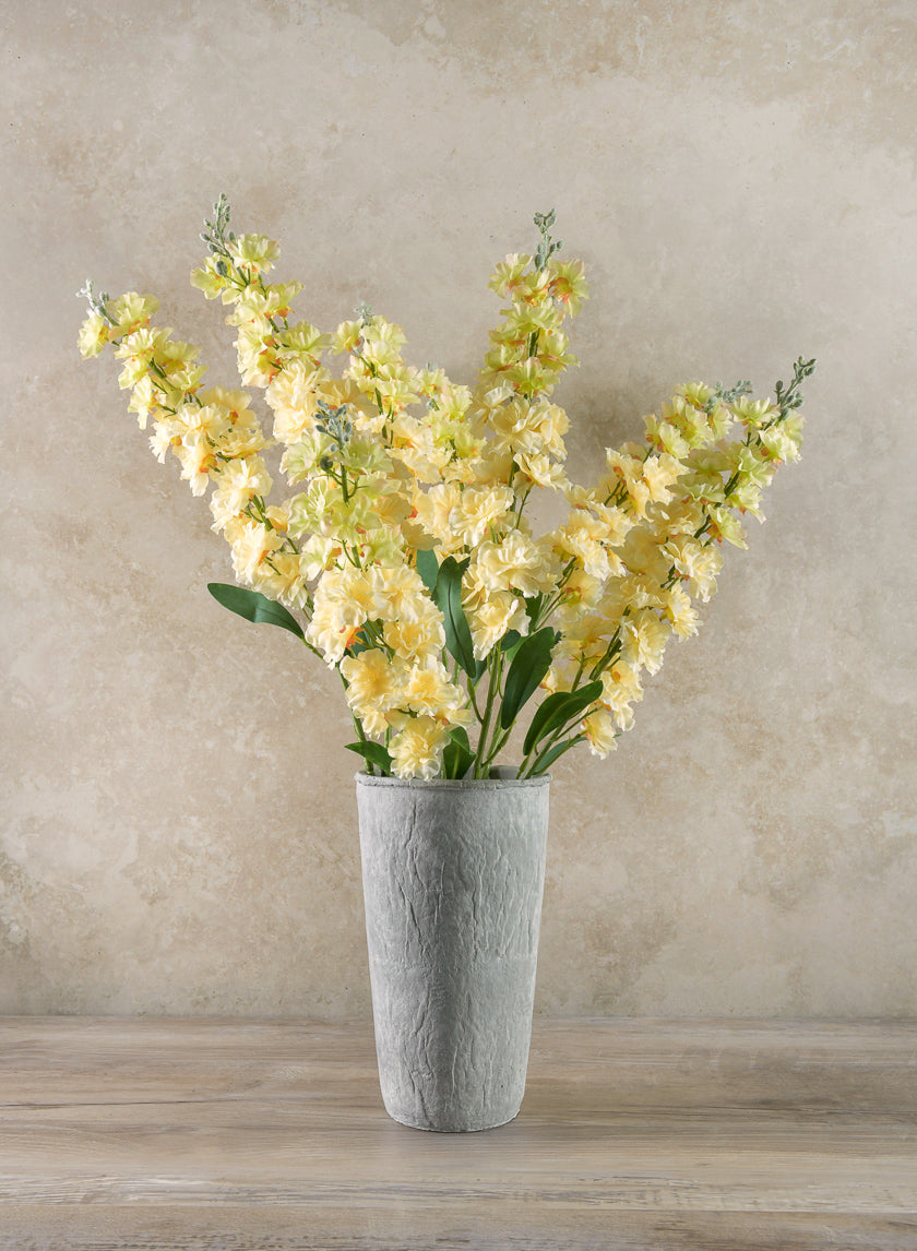 30in Long Real Look Cream Delphinium Full Bloom Stem