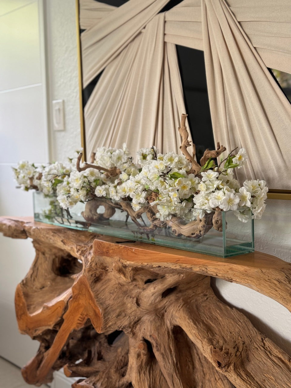 Casa Moderna Glass Planter with Cherry Blossoms