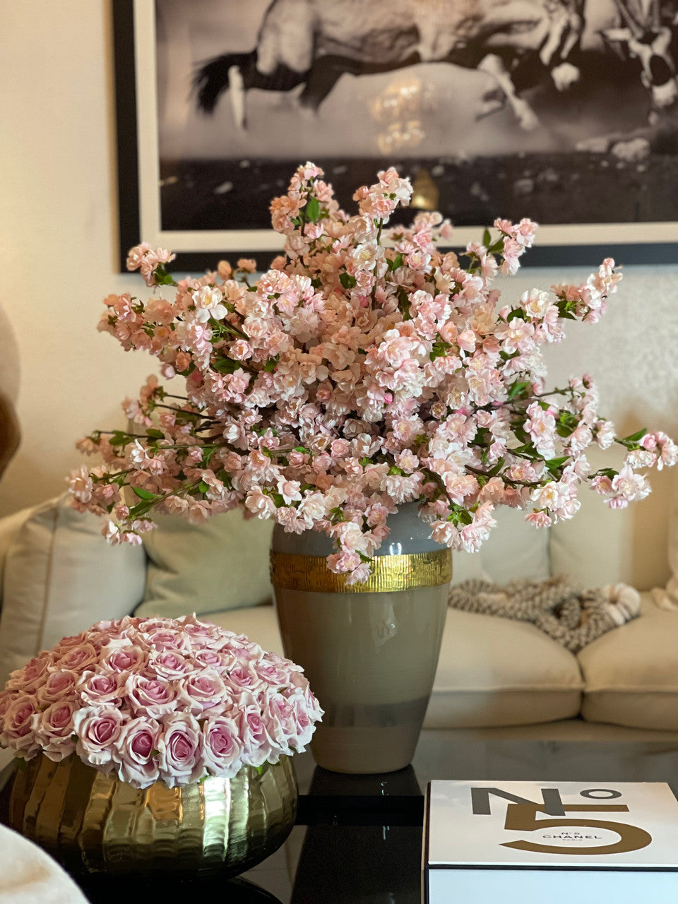 Goddess Vase with Pink Cherry Blossoms