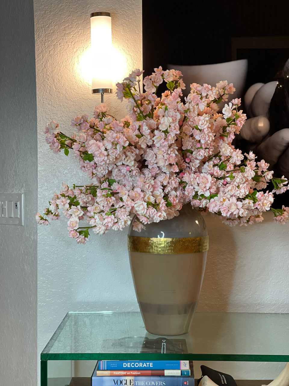 Goddess Vase with Pink Cherry Blossoms