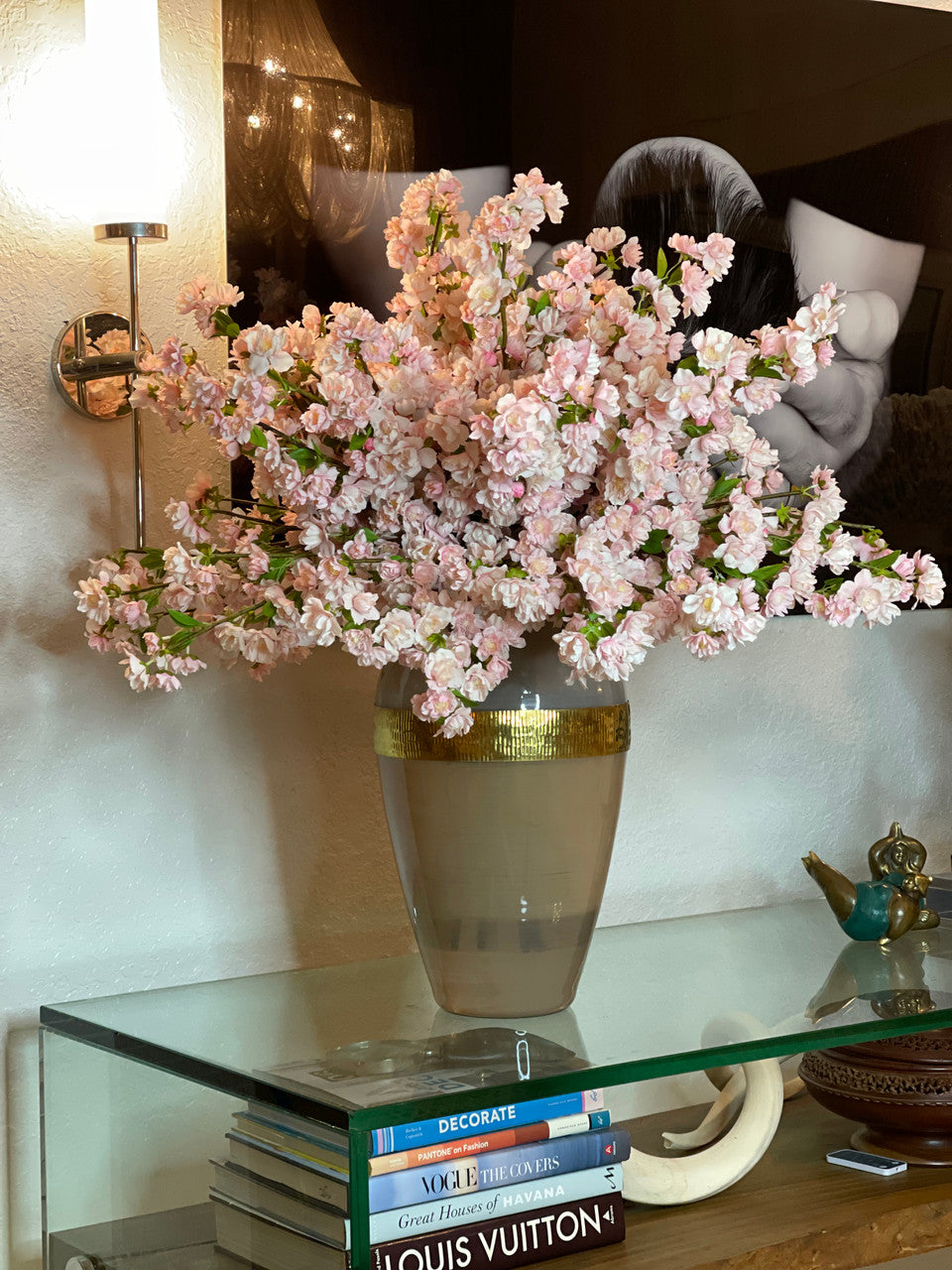 Goddess Vase with Pink Cherry Blossoms