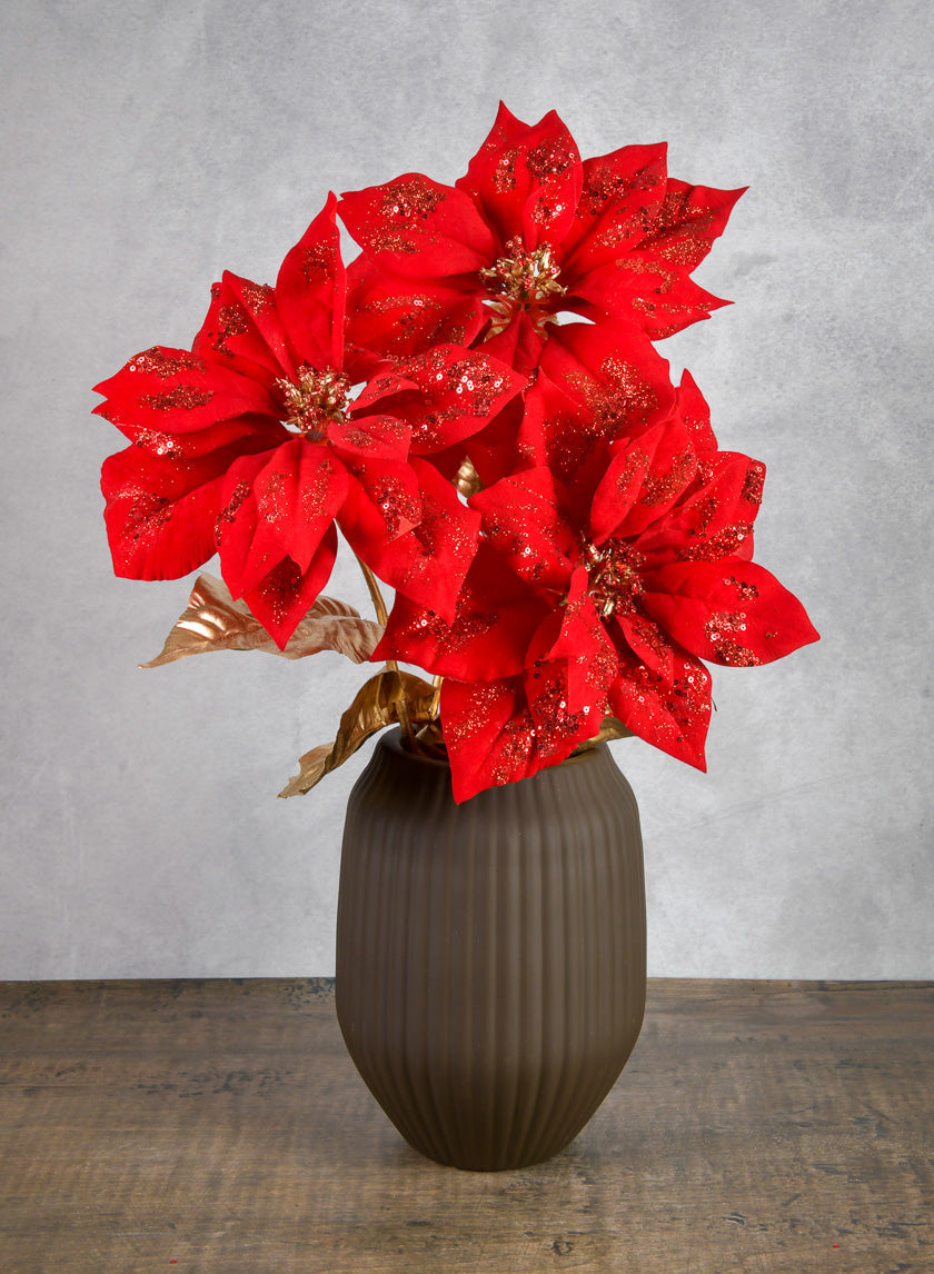 26in Long Red Poinsettia Spray
