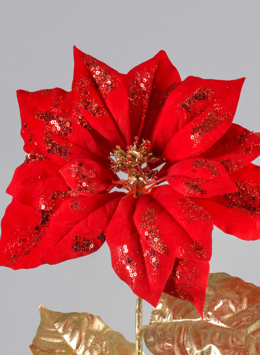 26in Long Red Poinsettia Spray