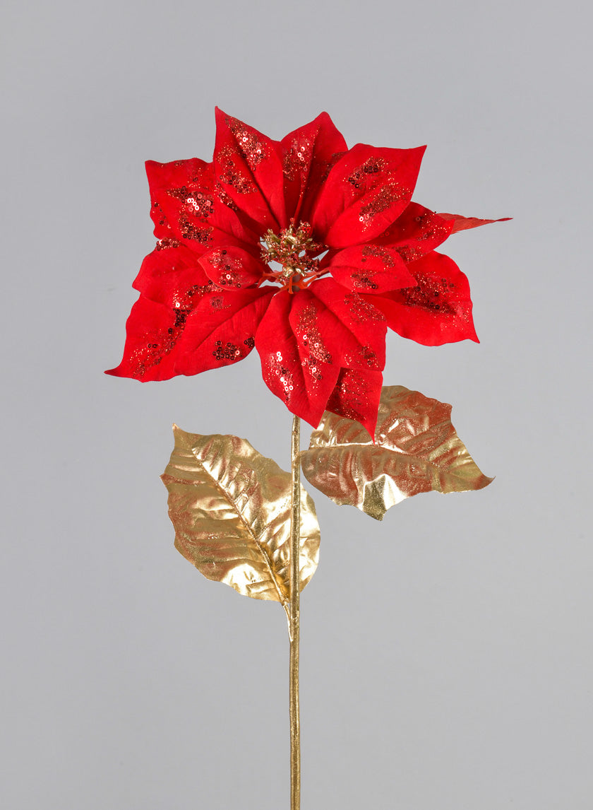 26in Long Red Poinsettia Spray