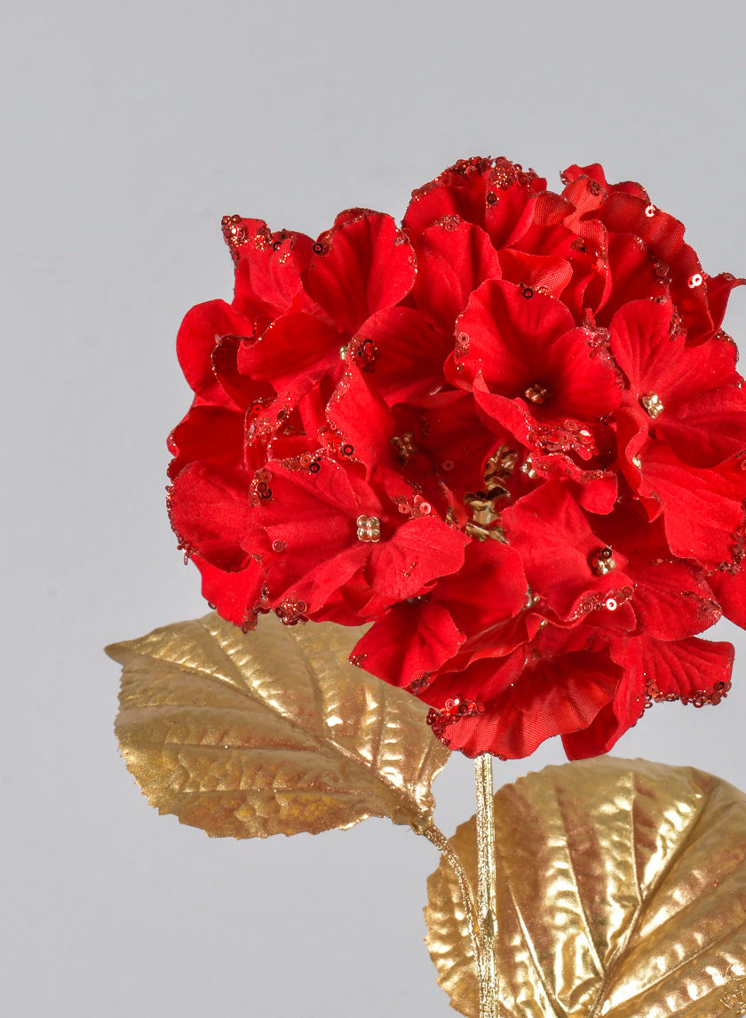 26in Long Red Hydrangea Spray