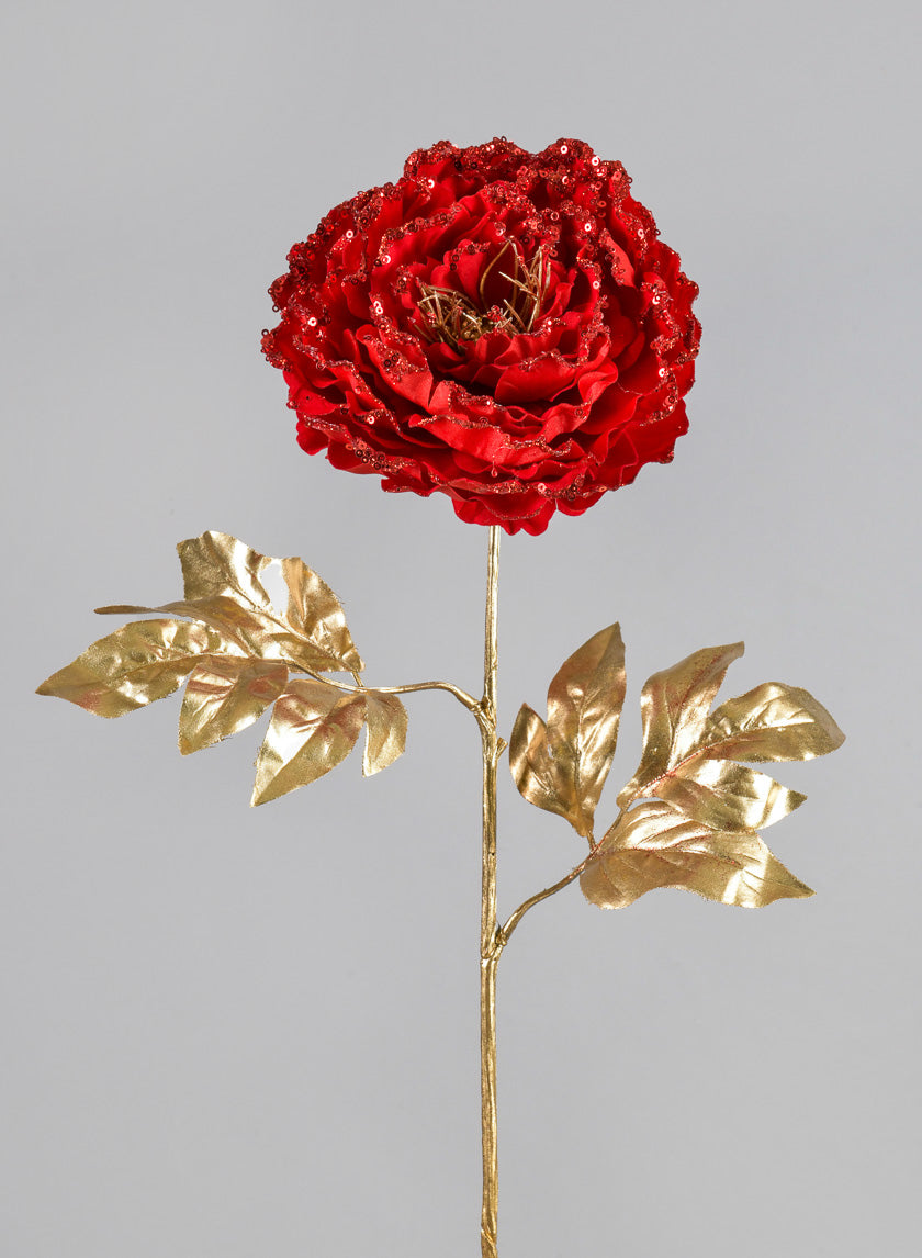 16in Long Red Peony Spray