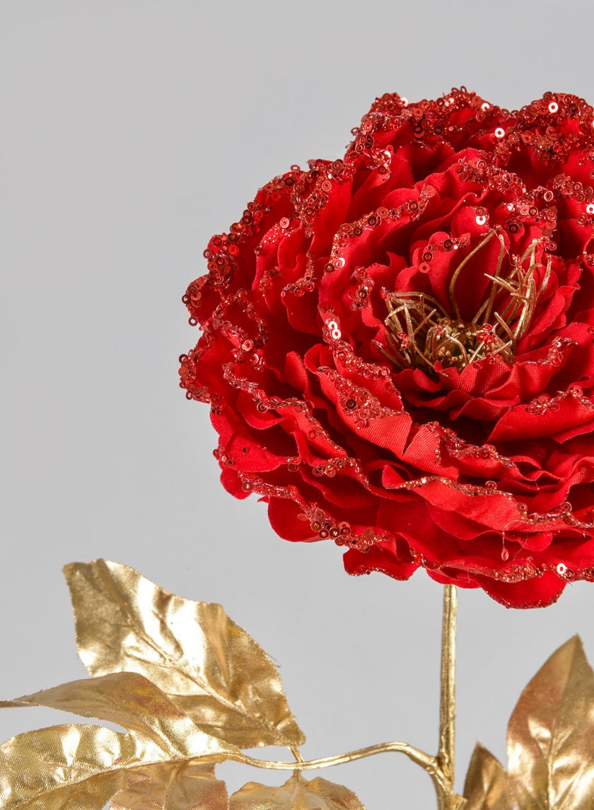16in Long Red Peony Spray