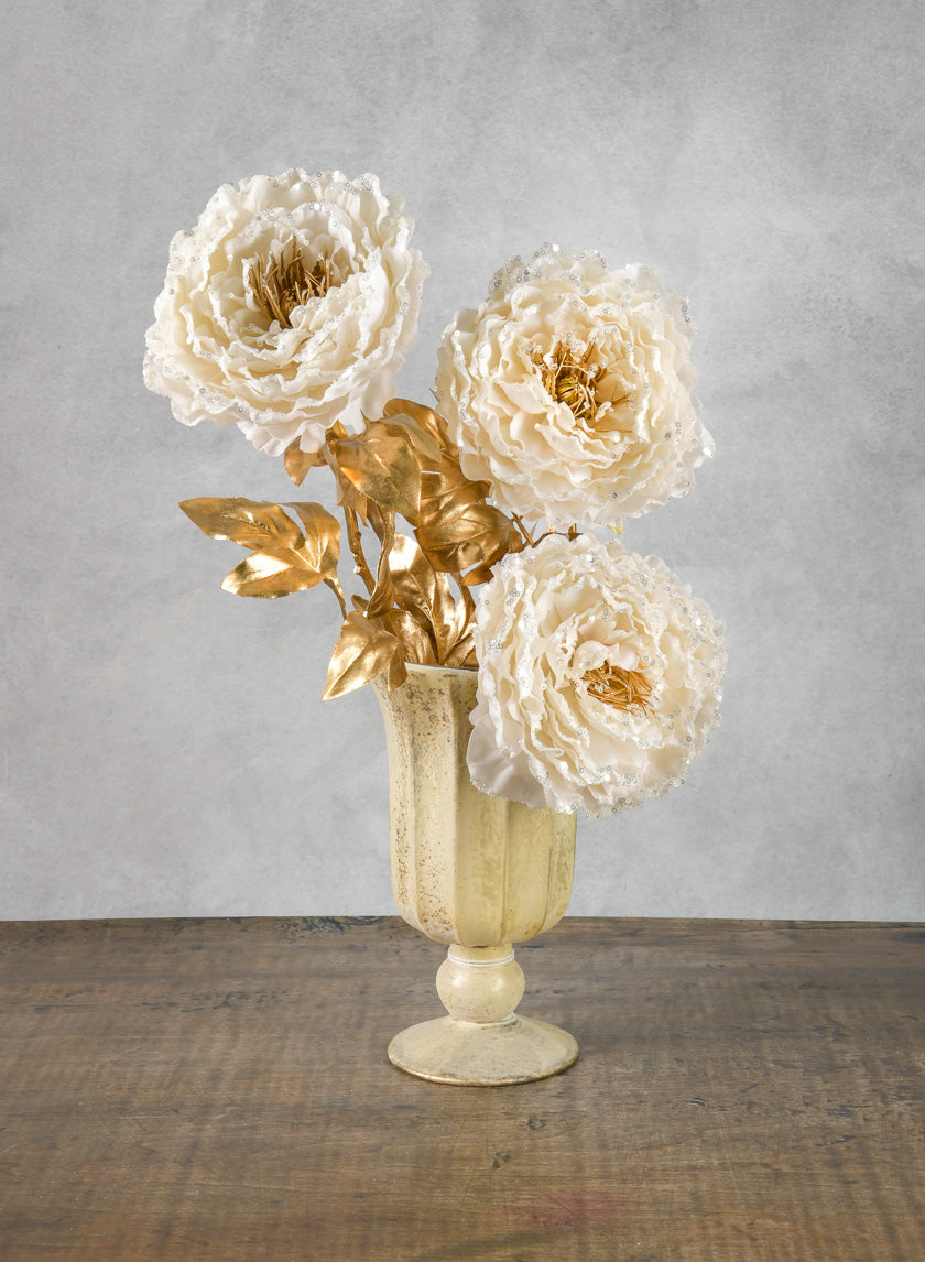 16in Long White Peony Spray