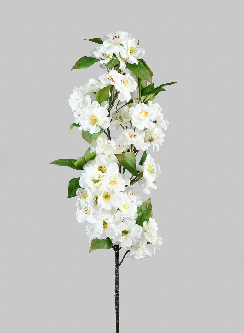 33in Long White Cherry Blossom Spray