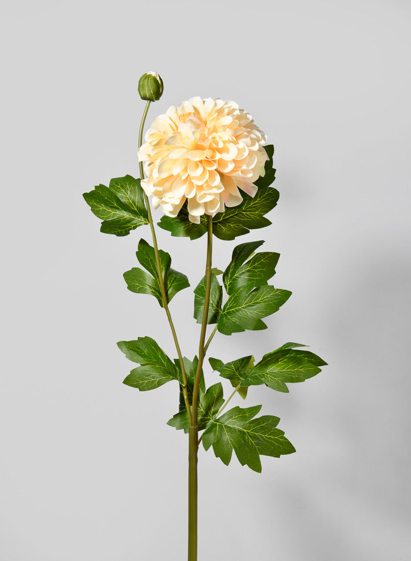 32in Long Pastel Yellow Dahlia Stem