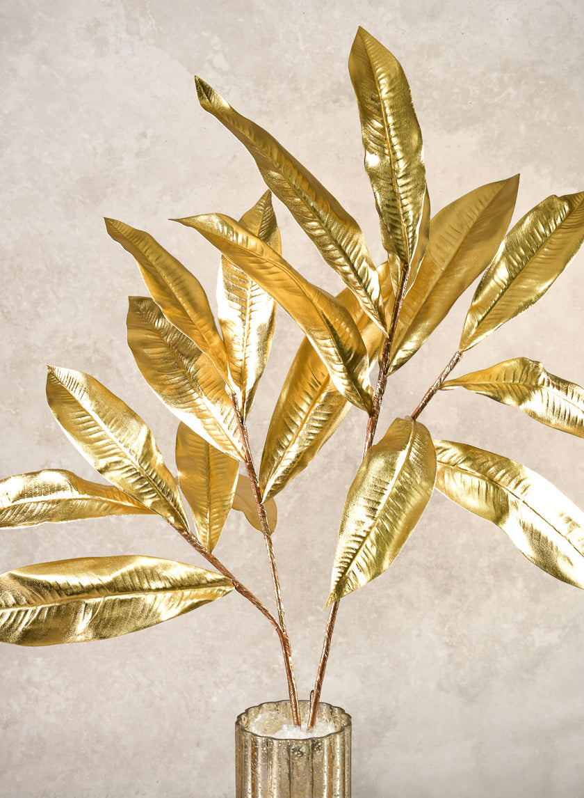 35in Long Gold Magnolia Leaf Spray, Case of 12