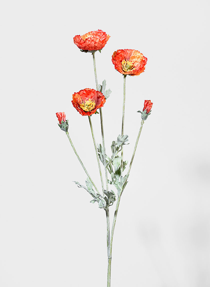 27in Long Orange Poppies Pick