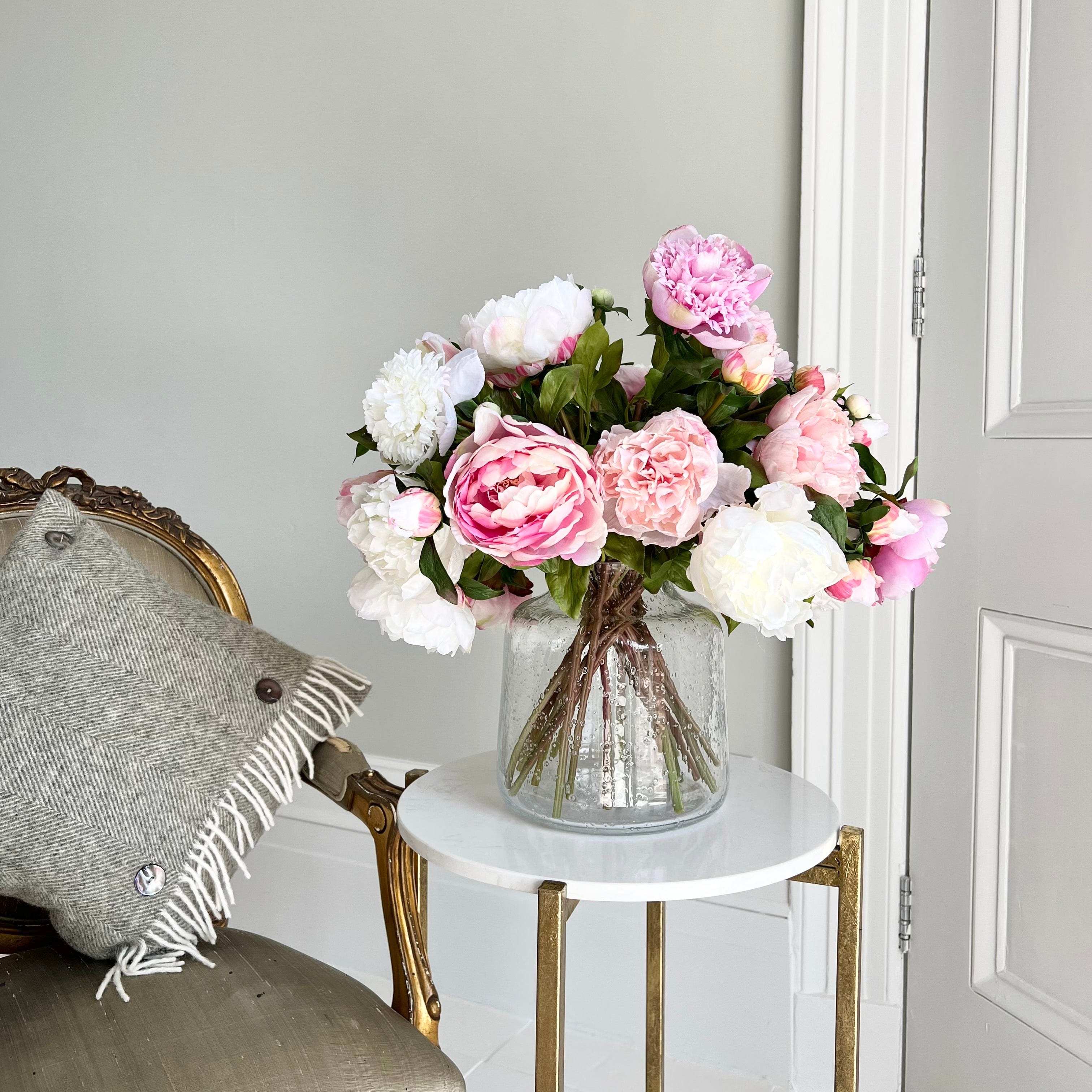 Artificial Pink & White Peony Bouquet