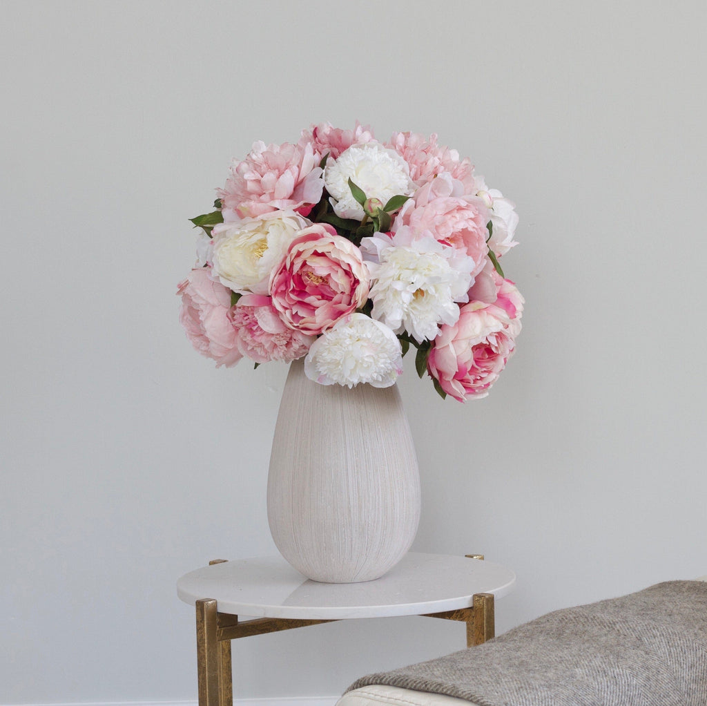 Artificial Pink & White Peony Bouquet