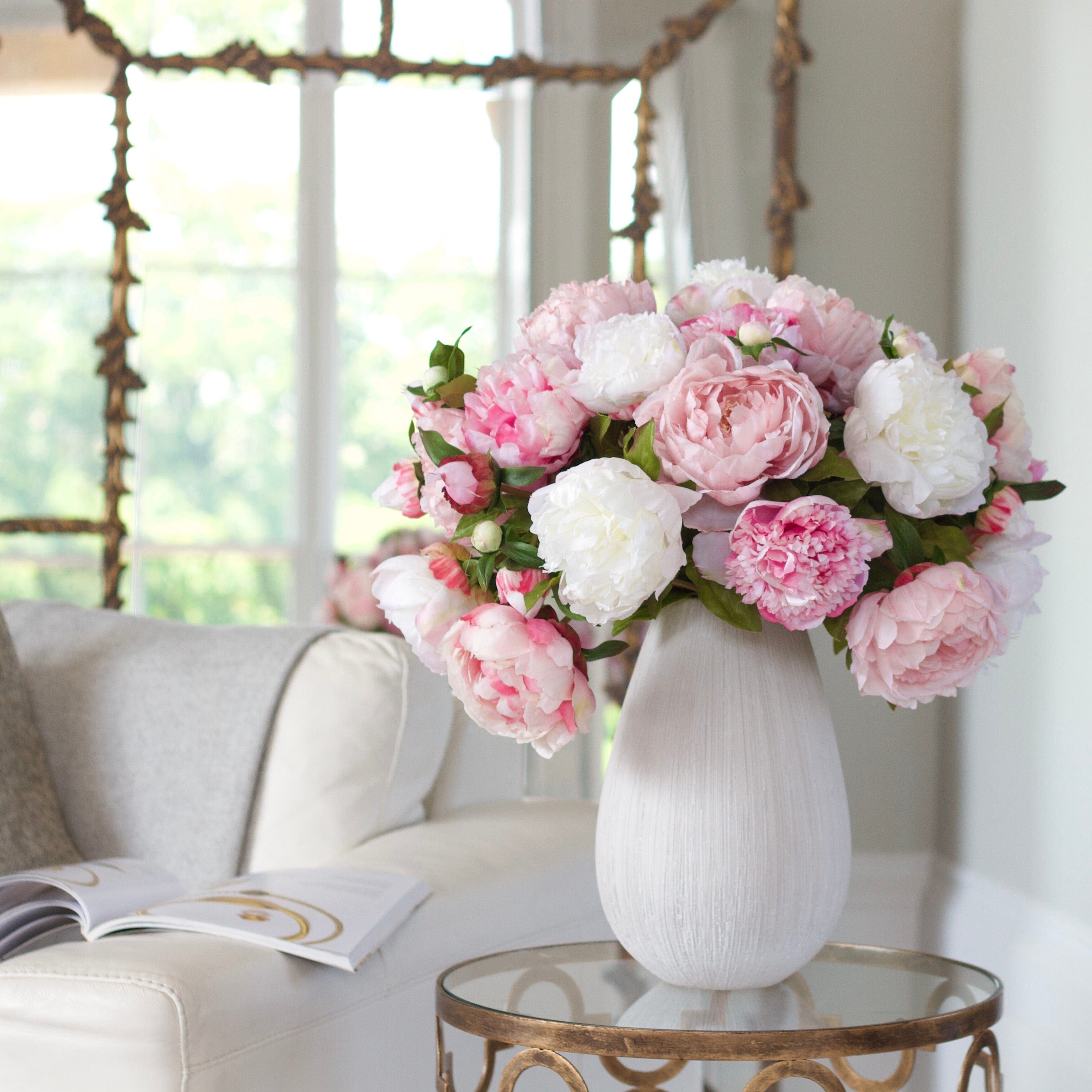 Artificial Pink & White Peony Bouquet
