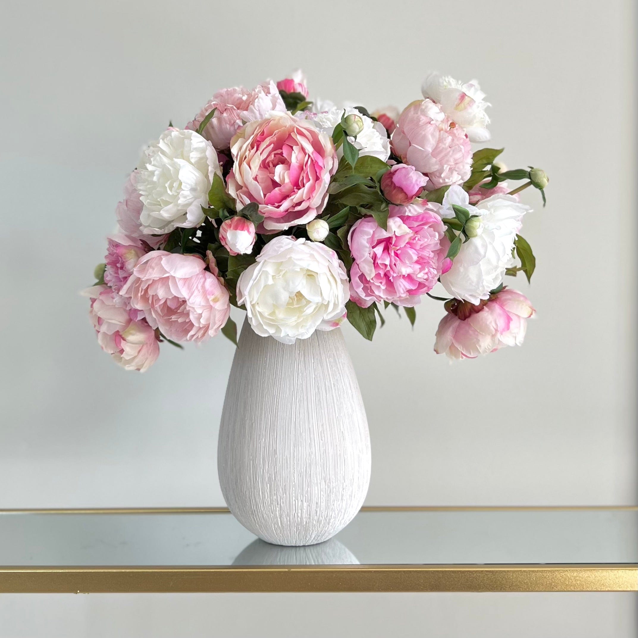 Artificial Pink & White Peony Bouquet