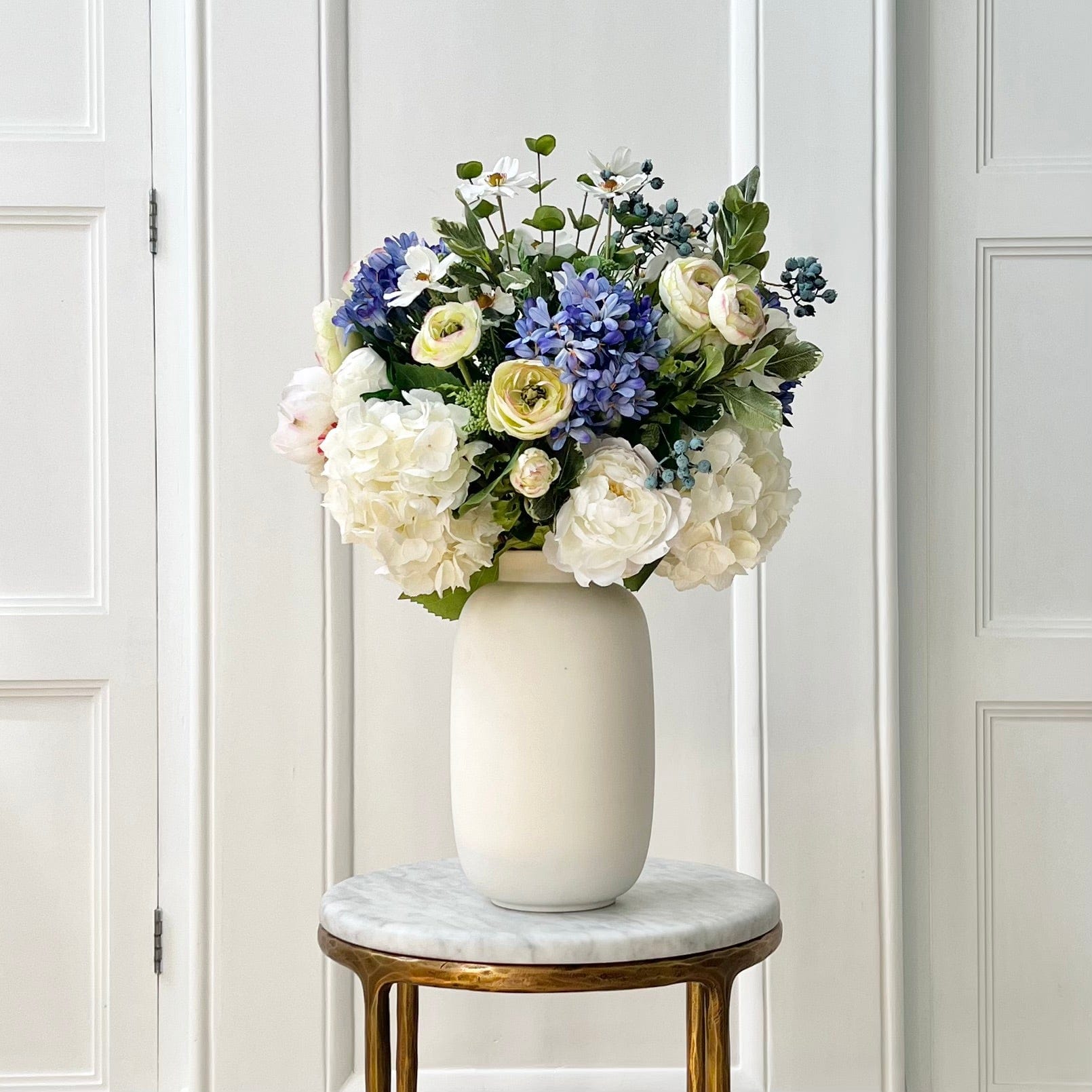 Blue & White Deluxe Artificial Flower Bouquet