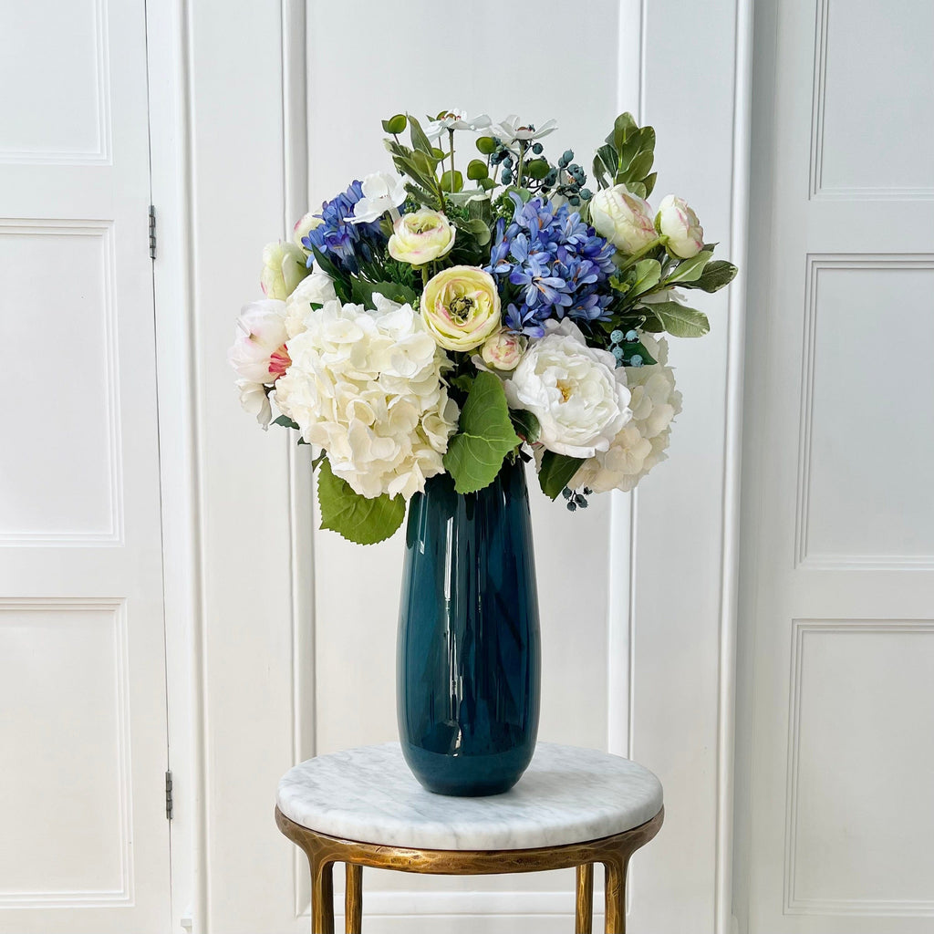 Blue & White Deluxe Artificial Flower Bouquet