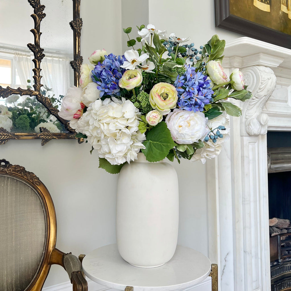 Blue & White Deluxe Artificial Flower Bouquet