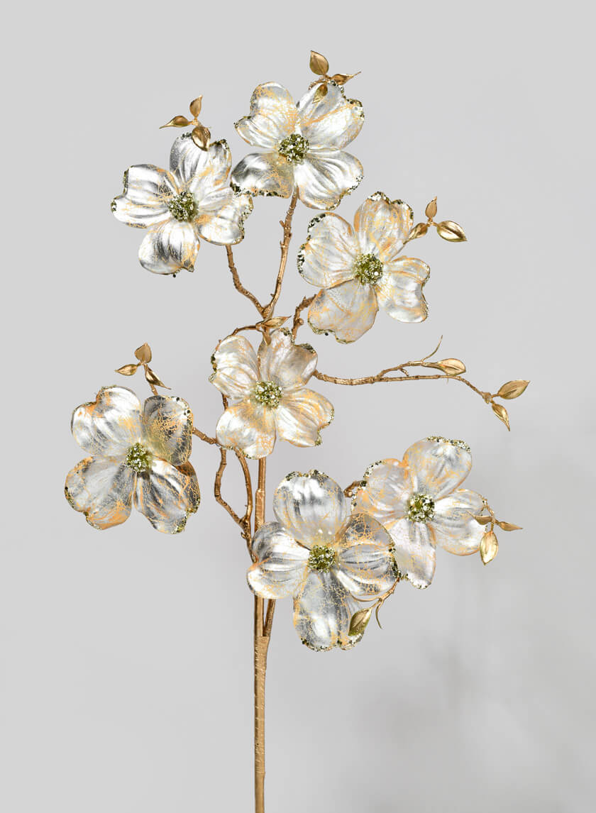 38in Long Pearl Champagne Dogwood Spray