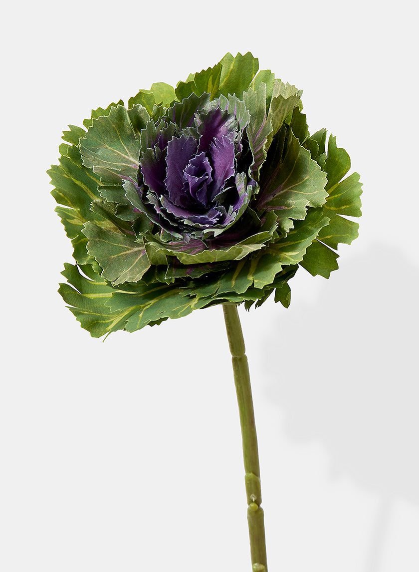 15in Long Purple & Green Ornamental Cabbage Pick