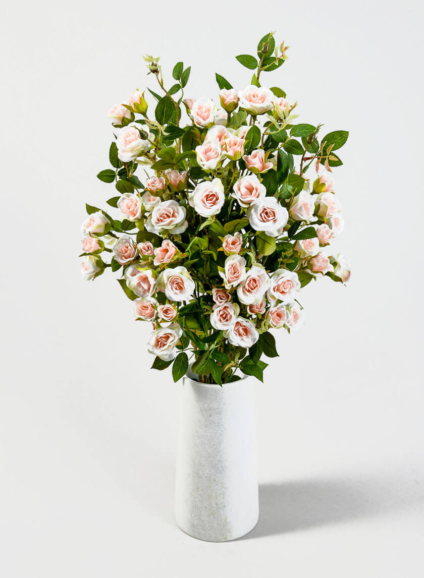 32in Long White & Pink Old China Monthly Rose