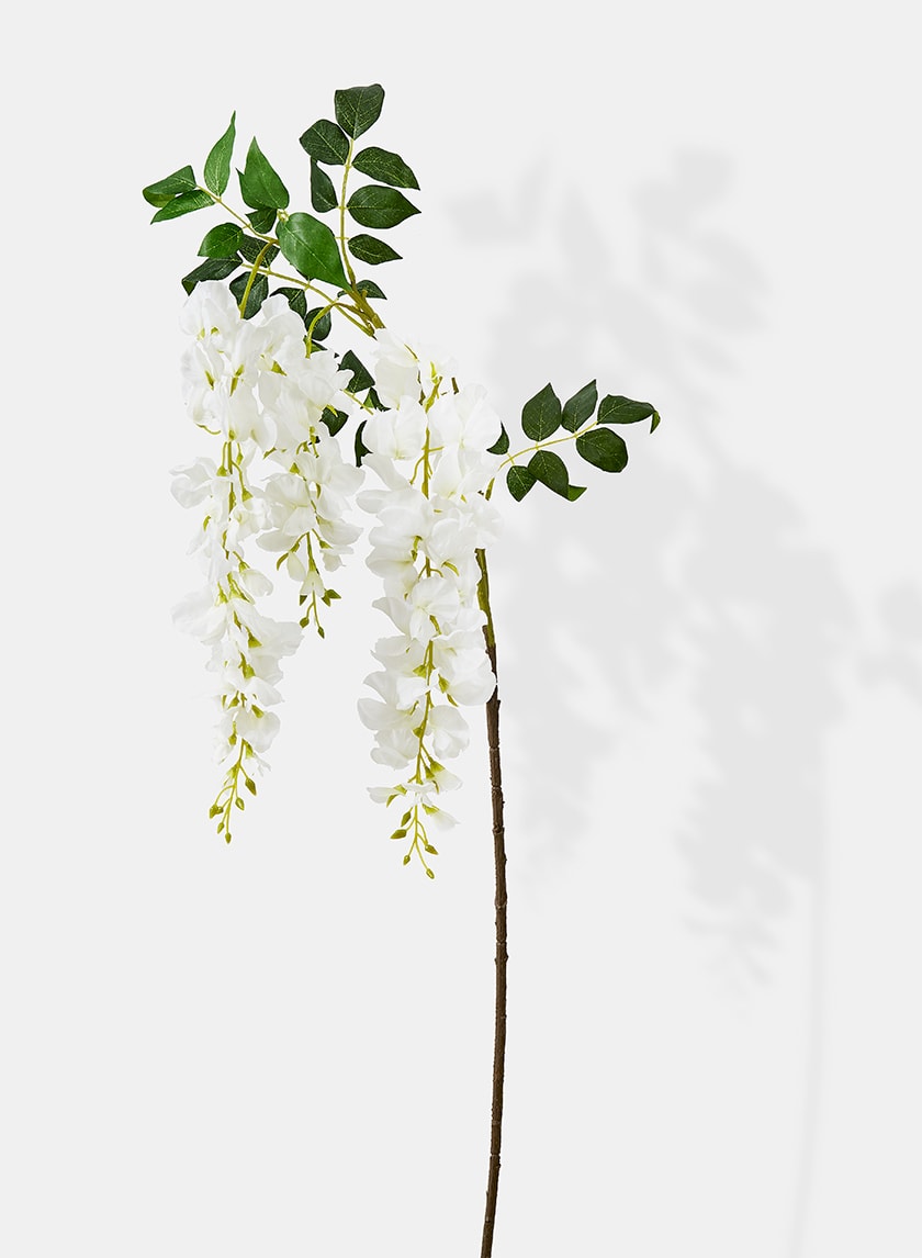 17in Long White Wisteria Spray, Case of 12