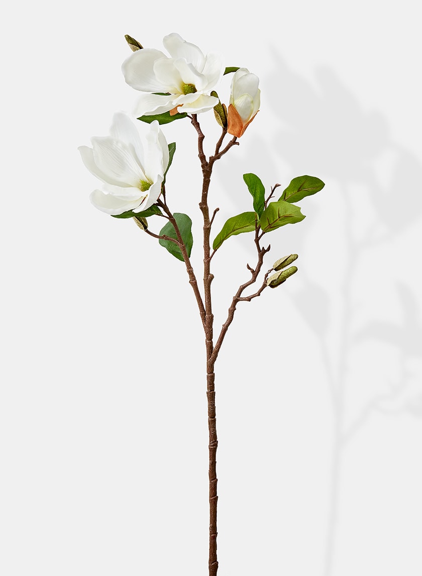 28in Long White Artificial Magnolia Spray
