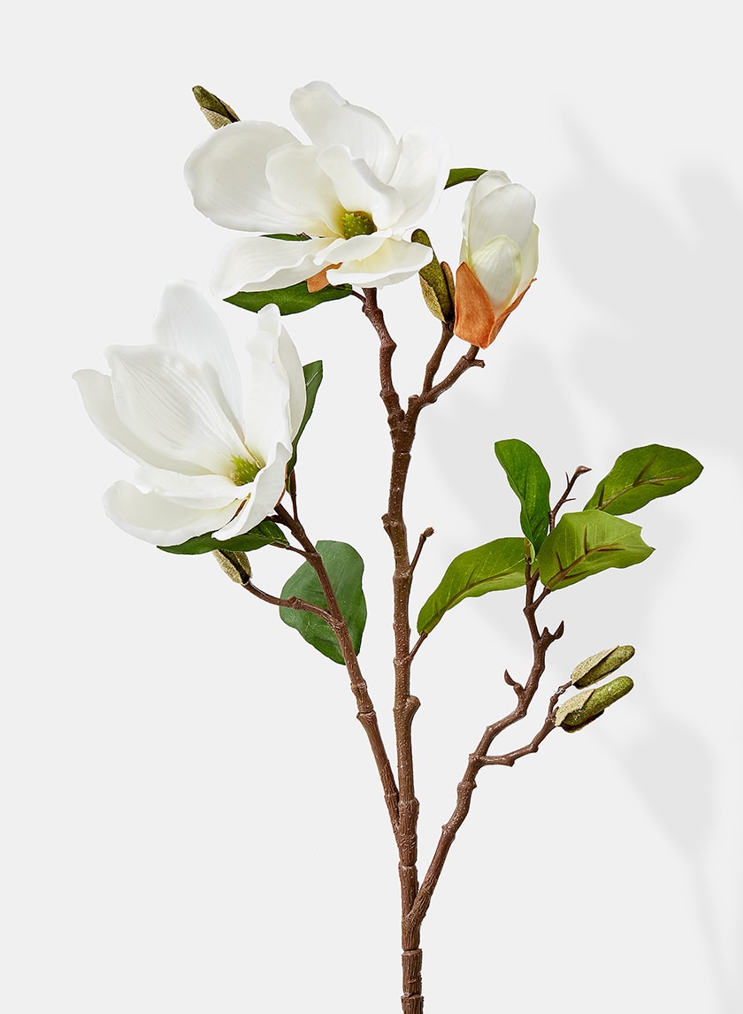 28in Long White Artificial Magnolia Spray