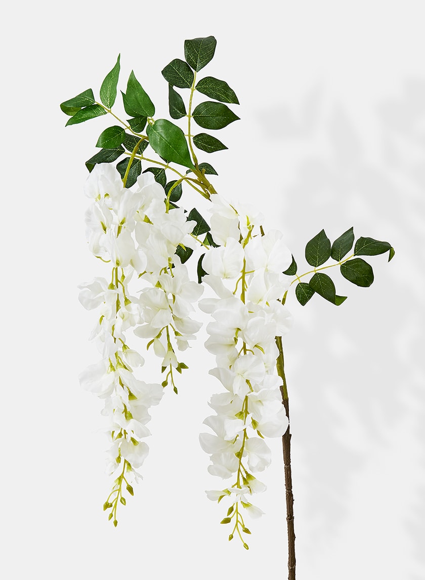 17in Long White Wisteria Spray, Case of 12
